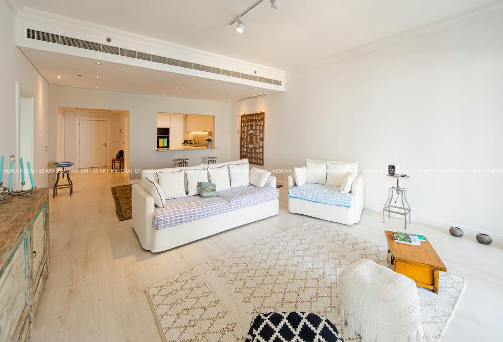 Smart Renovation Design & Fit-Out Company in Dubai presents beautiful Shoreline apartment living room renovation.