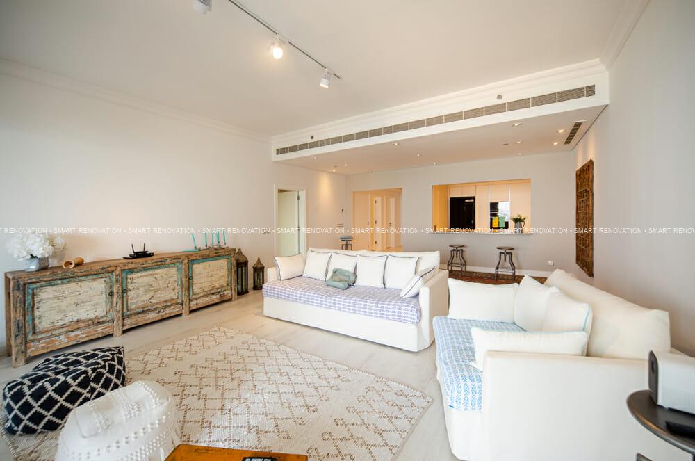 Smart Renovation Design & Fit-Out Company in Dubai presents beautiful Shoreline apartment living room renovation.