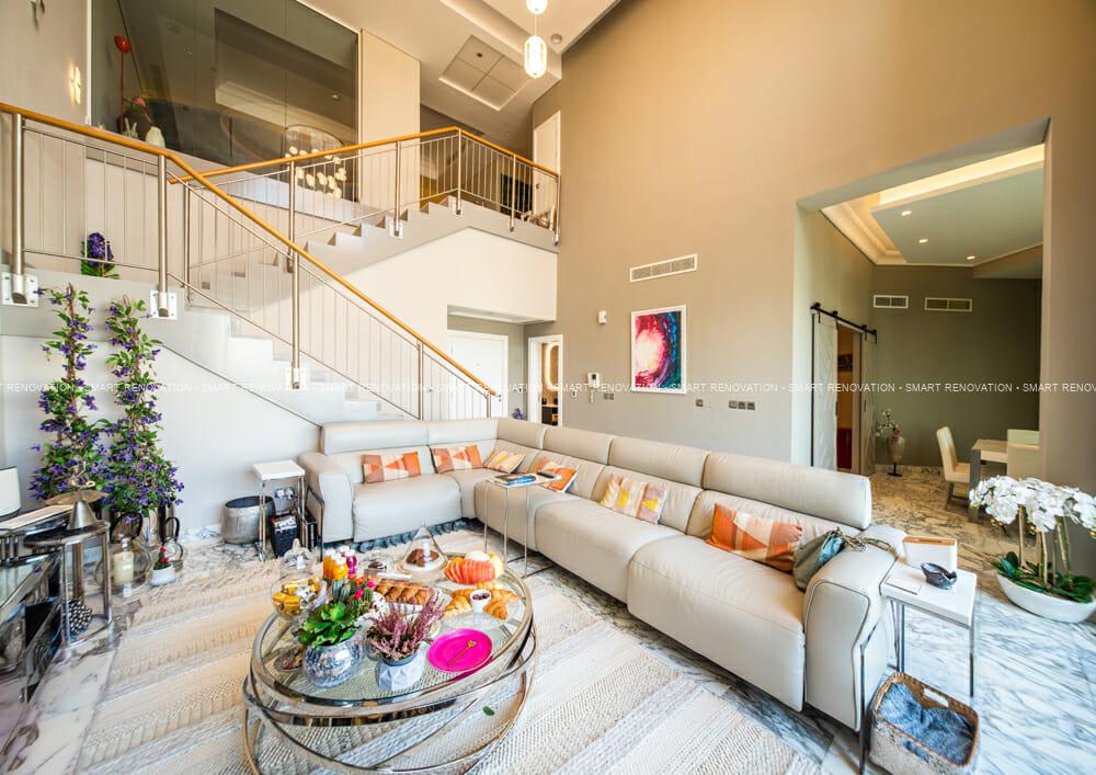 Smart Renovation Design & Fit-Out Company in Dubai presents beautiful Shoreline villa living room renovation.