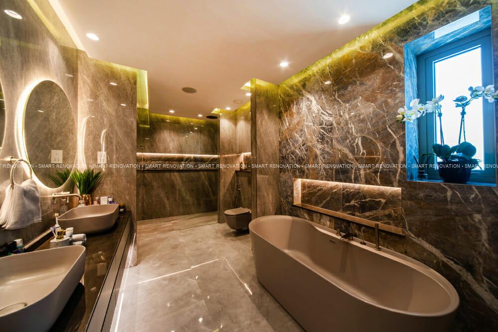 Smart Renovation Design & Fit-Out Company in Dubai presents beautiful MBR villa bathroom renovation.