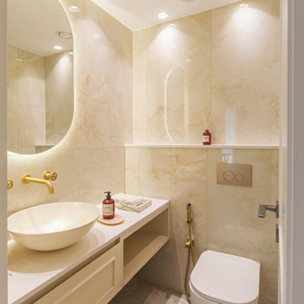 Smart Renovation Design & Fit-Out Company in Dubai presents beautiful JBR Rimal Apartment bathroom renovation.