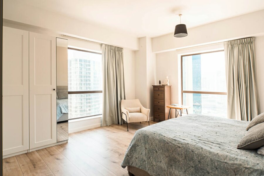 Smart Renovation Design & Fit-Out Company in Dubai presents beautiful JBR Rimal Apartment bedroom renovation.
