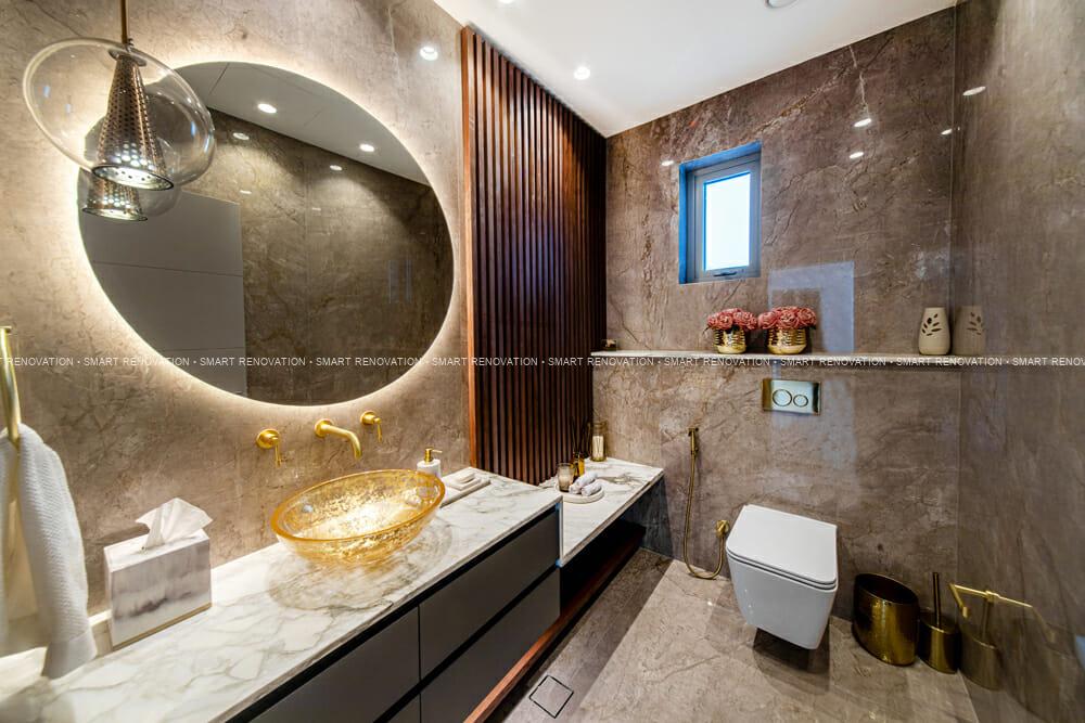 Smart Renovation Design & Fit-Out Company in Dubai presents beautiful MBR Villa powder room renovation.