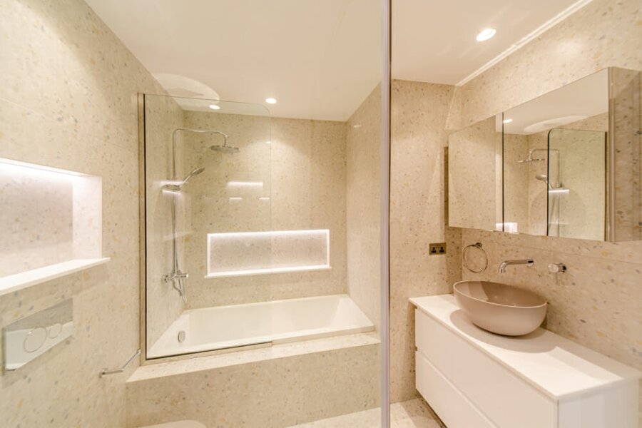 Smart Renovation Design & Fit-Out Company in Dubai presents beautiful Shoreline apartment bathroom renovation.