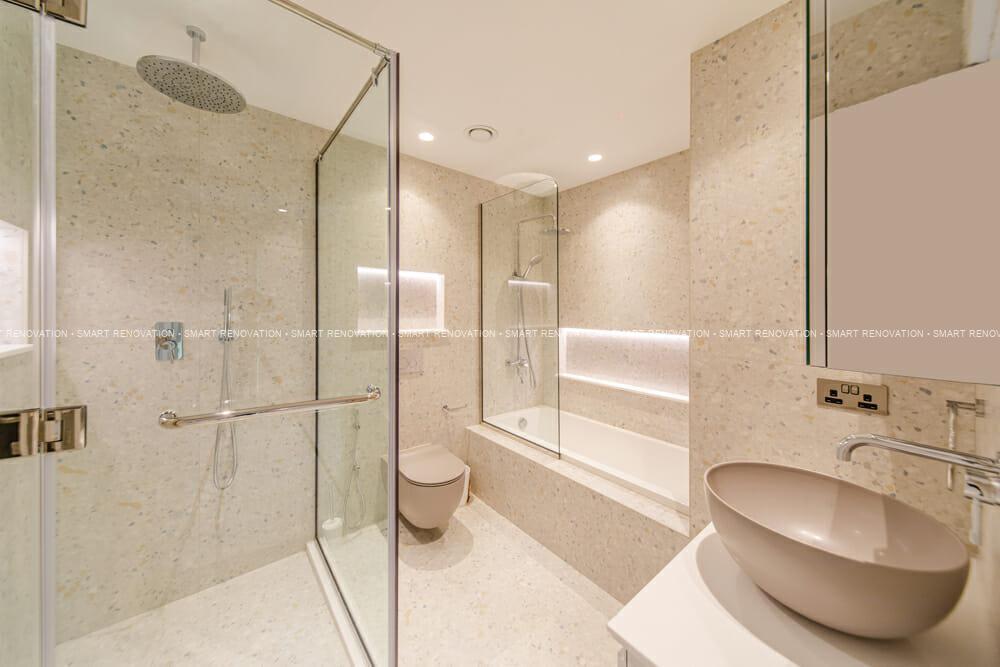 Smart Renovation Design & Fit-Out Company in Dubai presents beautiful Shoreline apartment bathroom renovation.