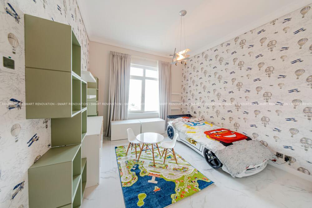 Smart Renovation Design & Fit-Out Company in Dubai presents beautiful Shoreline apartment bedroom renovation.