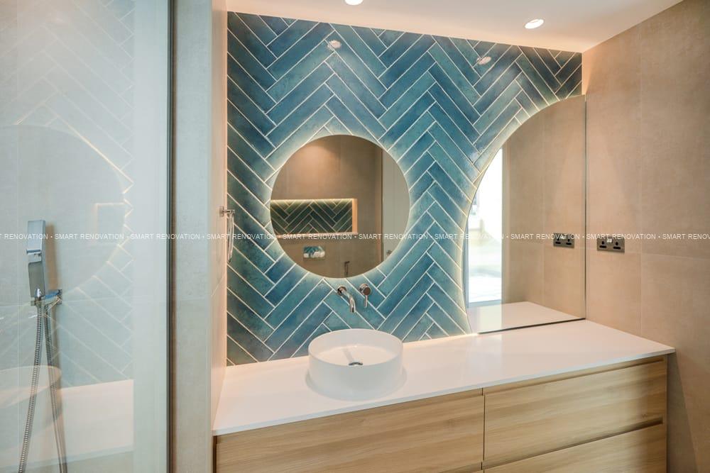 Smart Renovation Design & Fit-Out Company in Dubai presents beautiful Tiffany Blue Apartment bathroom renovation.