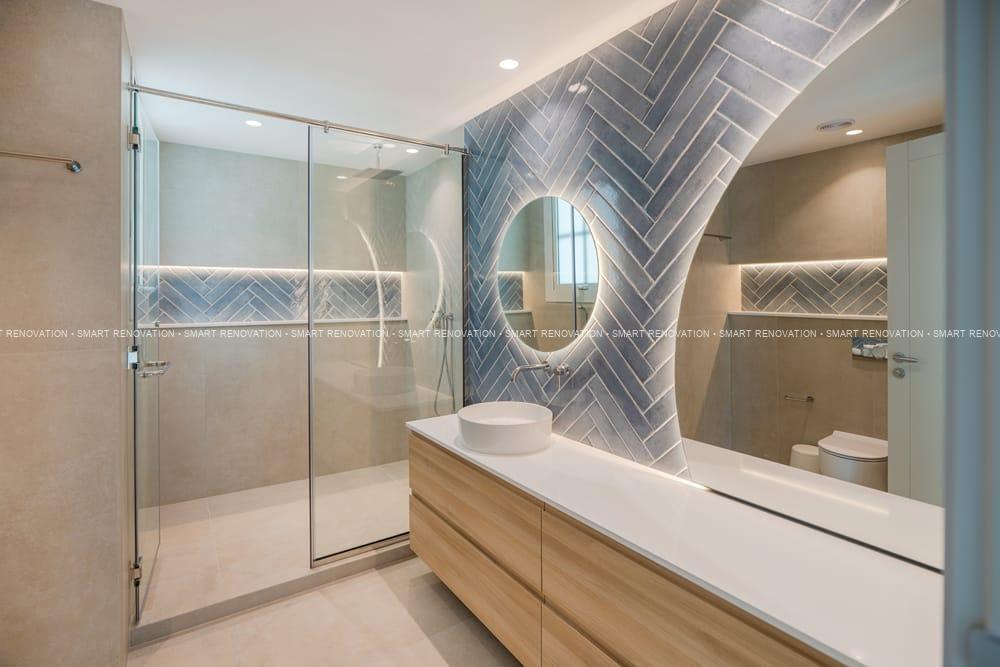 Smart Renovation Design & Fit-Out Company in Dubai presents beautiful Tiffany Blue Apartment bathroom renovation.