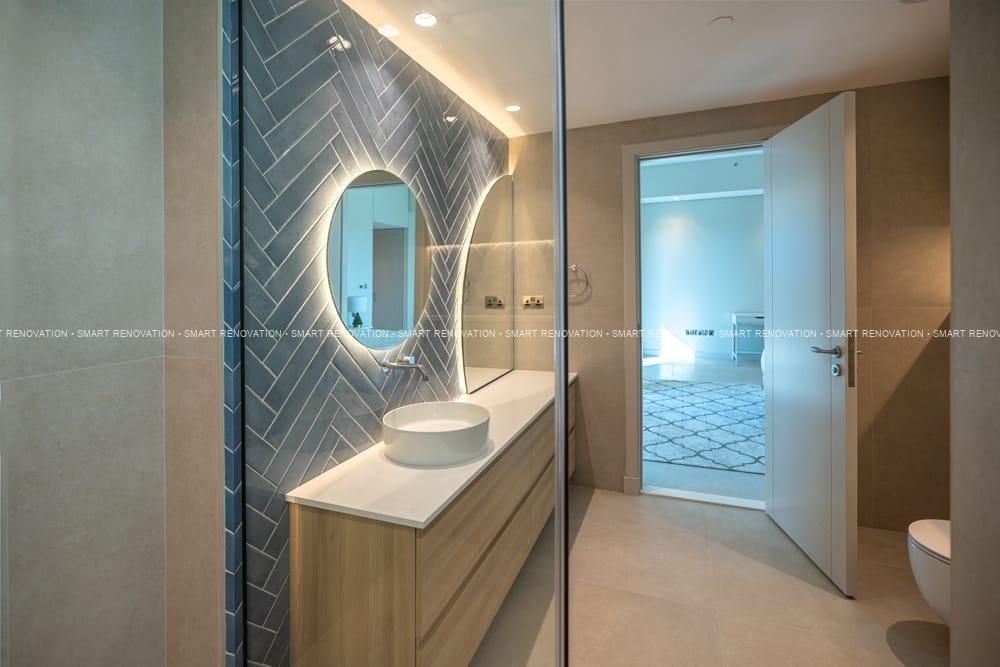 Smart Renovation Design & Fit-Out Company in Dubai presents beautiful Tiffany Blue Apartment bathroom renovation.