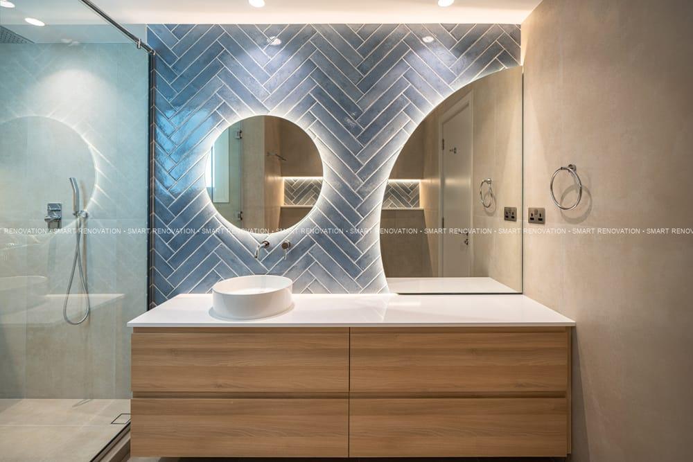 Smart Renovation Design & Fit-Out Company in Dubai presents beautiful Tiffany Blue Apartment bathroom renovation.