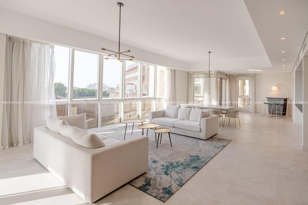 Smart Renovation Design & Fit-Out Company in Dubai presents beautiful Tiffany Blue Apartment living room renovation.