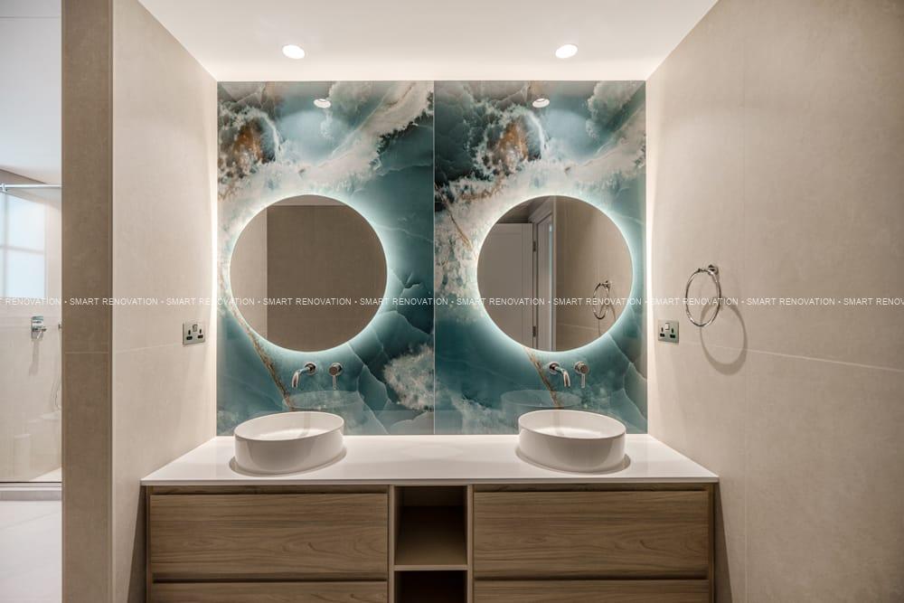 Smart Renovation Design & Fit-Out Company in Dubai presents beautiful Tiffany Blue Apartment bathroom renovation.