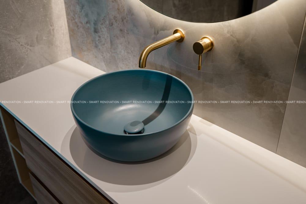 Smart Renovation Design & Fit-Out Company in Dubai presents beautiful Tiffany Blue Apartment bathroom renovation.