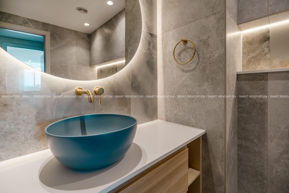 Smart Renovation Design & Fit-Out Company in Dubai presents beautiful Tiffany Blue Apartment bathroom renovation.