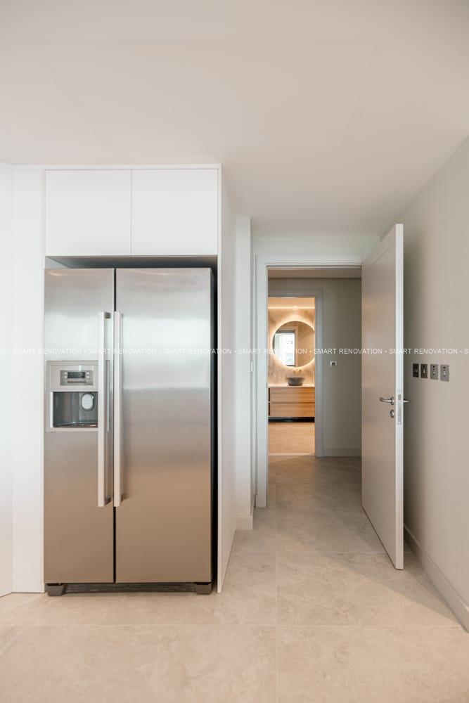 Smart Renovation Design & Fit-Out Company in Dubai presents beautiful Tiffany Blue Apartment kitchen renovation.