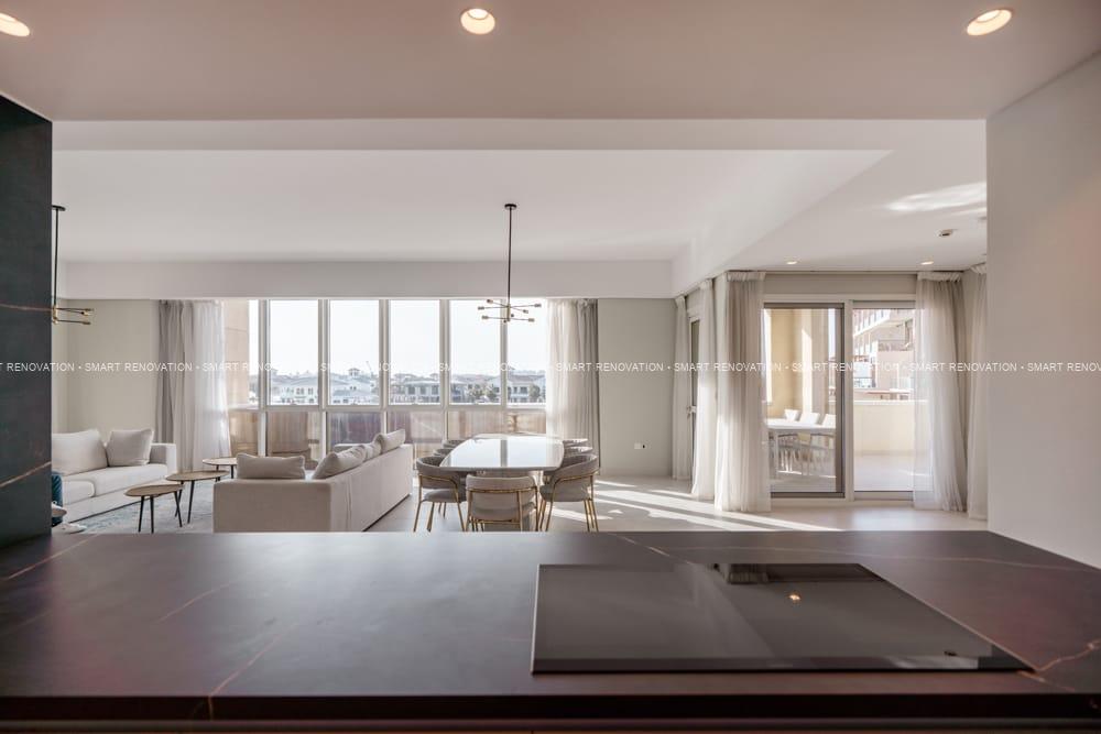 Smart Renovation Design & Fit-Out Company in Dubai presents beautiful Tiffany Blue Apartment kitchen renovation.