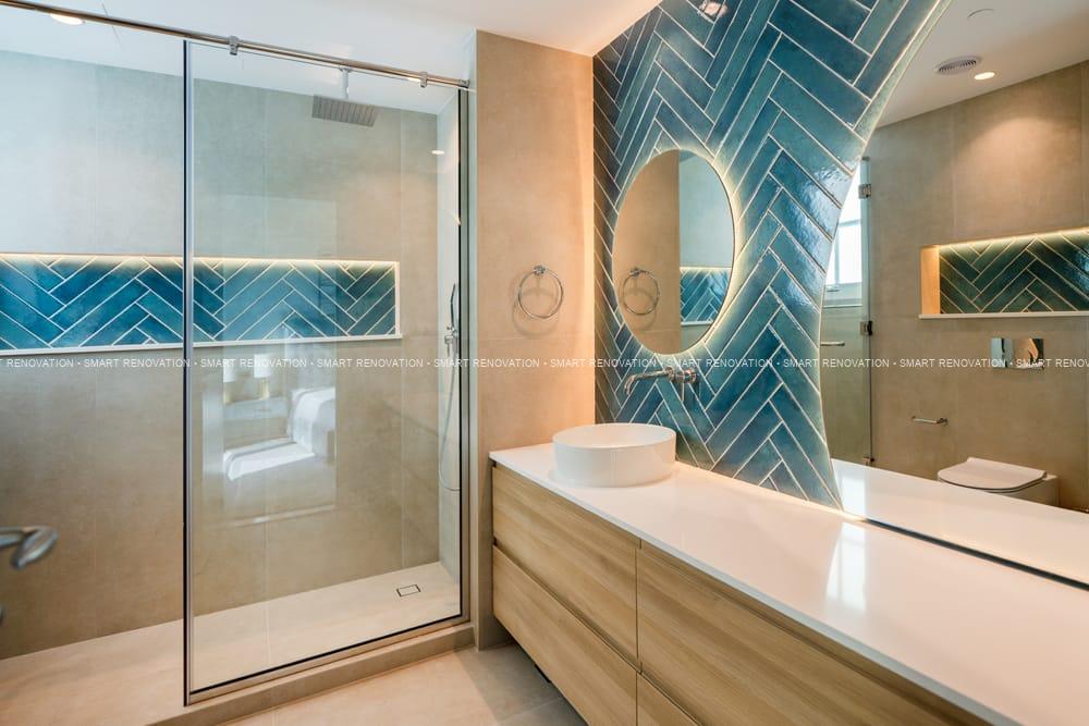 Smart Renovation Design & Fit-Out Company in Dubai presents beautiful Tiffany Blue Apartment bathroom renovation.